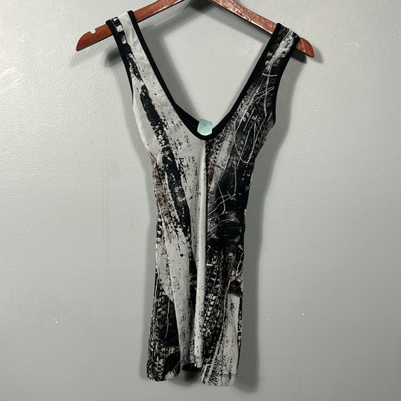 Italian Le Gatte Sheer V- neck Stretchy Mini Mesh Dress  size US 6 - Picture 4 of 13